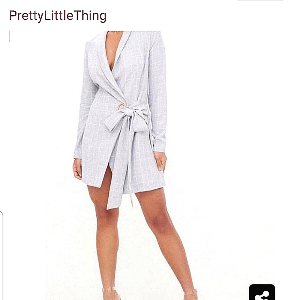 Grey checked blazer dress